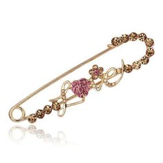 Love, Heart & Flower Rhinestone Brooch PinItem: Brooch, Pin Brooch Dimensions: 2.64" Long (Inches) Color: Gold, Pink, Golden Metal: Alloy, Lead & Nickle Free Material: Rhinestones Theme: Heart, Love, Flower All Measurements Are Approximate. Sold As One Individual Brooch Shoulder Decoration, Brooch Accessories, Text Love, Hijab Pins, Brooch Bouquets, Heart Flower, Jewelry Accessories Ideas, Collars For Women, Rhinestone Brooches