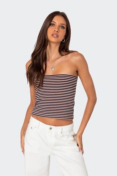 Online only! This Edikted tube top is a must-have for your wardrobe. With its comfortable fabric and striped detailing, it's the perfect balance of comfort and style.


	Tube top
	Striped pattern
	Cotton, Polyester, Spandex
	Model wears size S
	Model height is 5'7
	Item care: Wash with similar color Style Tube Top, Visionary Fashion, Striped Tube Top, S Models, Tube Top, Pacsun, Stripes Pattern, Pop Culture, Must Haves