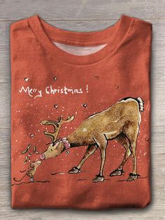 Women's Reindeer Sweet Christmas Crew Neck T-shirt,Come to wonderclosets to Find your Favorite. Christmas Closet, Deer Shirt, Christmas Clothing, Sweet Christmas, Light Blue Shirts, Christmas Deer, Crew Shirt, Christmas In July, Tailored Shirts