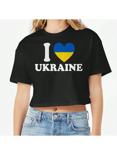 COMFY & COOL: Nearly There offers graphic shirts made of materials that are durable, comfortable, and easy to care for. Whether you're looking for a funny, inspirational, or pop-culture-inspired graphic shirt, we've got you covered.Nearly There I Heart Ukraine Summer Game Graphic Ladies Cotton Crop Top T-Shirt Black Casual    Geometric,Heart,Letter    Women Clothing, size features are:Bust: ,Length: ,Sleeve Length: Band Merch Crew Neck Top With Slogan, Black Slogan Tops For Fan Merchandise, Funny Slogan Tops With Relaxed Fit, Band Merch Crew Neck Top With Letter Print, Funny Graphic Print Crew Neck Top, Funny Letter Print Tops For Fans, Cotton Slogan Tops For Fan Merchandise, Funny Graphic Print Tops For Fan Merchandise, Funny Graphic Print Top For Fans