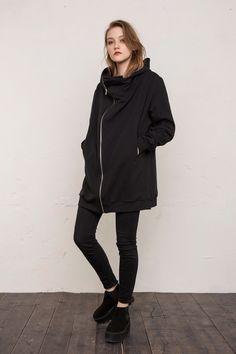 Just get in to this black cosy hoodie! Modern and perfect for those 'nothing to wear days' Composition- Cotton 100% Model is 175cm height Size S - M - L - XL Care Machine Wash Cold / 30 degree Hand Wash Cold Dry cleaning Cool iron If you have any questions about the dress,my policy,shipping and so on please convo me,i will be happy to answer all of them! Thank you for visiting my shop. To see more dresses click the link --->> https://www.etsy.com/shop/DIDRESS All parcels will be claimed lo Black Cotton Hooded Jacket With Ribbed Cuffs, Black Oversized Hooded Jacket With Adjustable Hood, Oversized Black Hooded Jacket With Adjustable Hood, Black Fleece Sweater With Pockets, Cozy Black Hoodie With Pockets, Oversized Cozy Black Hoodie, Urban Black Sweatshirt, Black Sweater With Pockets For Streetwear, Black Cozy Sweatshirt With Pockets