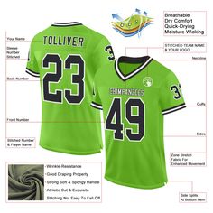 Order the jersey with special name & number you want from our shop, making a vibrant look on the field or daily life! Features: 1. Material: 100% Recycled Polyester-Body; 88% Nylon/12% Spandex-Neckline, Sides, Sleeves 2. Fit: Authentic jerseys have an athletic cut that fits snug in the chest and shoulders. 3. Stitched tackle twill name and numbers 4. Sublimated stripes on sleeves 5. Zone stretch fabric for enhanced movement; Tailored fit designed for movement 6. Moisture-wicking fabric has spongy handle, good draping property and elasticity as well as good dimensional stability and wrinkle-resistance 7. Breathable & Quick-Drying; Exquisite stitching not easy to fall off 8. No-tag neck label for clean comfort 9. Machine wash, Do Not Tumble Dry 10. Imported 11. Non-alcoholic Available For Wi Logo Number, Custom Fans, Custom Football, Custom Jerseys, Custom Neon, White Mesh, Football Jersey, Football Jerseys, Moisture Wicking Fabric