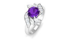 Product Details Every moment of yours is worth celebrating, so why not celebrate it with an alluring fine jewelry. This Amethyst Engagement Ring is exactly what your are looking for your partner, Round Amethyst and Marquise Diamond is held in Claw Setting and Round Diamond is held in prong setting are featured in leaf pattern. Show your love to your partner with this Vintage Amethyst Ring. Product Information SKU SHP-RINGS0821201919 Width 4 mm Height 12 mm Weight 2.80 gm (Approximate) AMETHYST I Formal Purple Birthstone Ring With Halo Setting, Formal Purple Halo Birthstone Ring, Purple Formal Birthstone Ring With Round Cut, Formal Purple Birthstone Ring With Round Cut, Formal Purple Birthstone Ring With Prong Setting, Elegant Purple Diamond Ring For Anniversary, Elegant Purple Diamond Birthstone Ring, Formal Purple Diamond Birthstone Ring, Formal Purple Round Cut Birthstone Ring