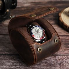 Handmade Watch Roll >> Material: cow leather >> Style: Vintage >> Color: Darkbrown >> Size: 1 Watch Slot: 90*75*105 mm, Weight: about 103g/ 277g - Customized: support - Function: for watch roll - Ideal Gift: Gift for Men, Father, Grandpa, Husband, Boyfriend, Brother, Friends, a meaningful gift for Christmas, Father's Day, Birthday, Anniversary, Graduation. Vintage Leather Watch Accessories For Business, Rectangular Brown Watch Bands For Gift, Rectangular Brown Watch Bands As Gift, Father's Day Gift Brown Watch Accessories, Gift Watches With Leather Strap And Round Case, Gift Leather Strap Watch With Round Case, Classic Brown Watch Accessories For Gift, Gift Brown Leather Strap Watches, Brown Leather Strap Watch As Gift