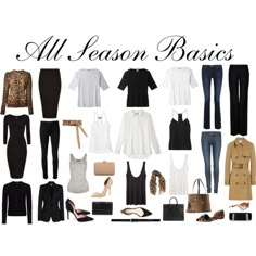 All Season Basics by charlotte-mcfarlane on Polyvore featuring Dolce Paris Packing, French Wardrobe, Minimal Wardrobe, Wardrobe Capsule, Clothes And Shoes, Fashion Capsule