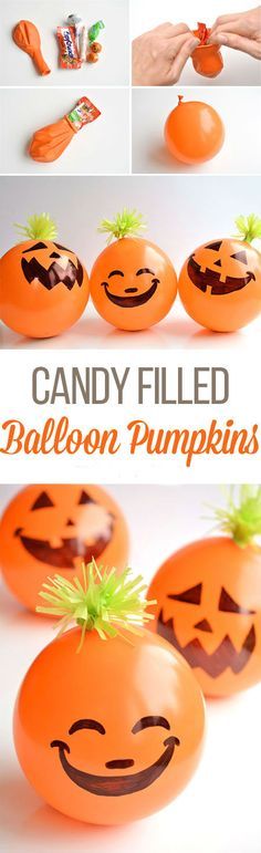 an image of pumpkins made out of candy filled balloons