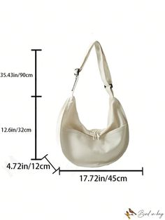 BirdinBag - Oversized White Minimalist Hobo Bag for Students in College and High School Minimalist Large Capacity Beige Hobo Bag, Versatile Large Capacity Pouch Hobo Bag, Versatile Large Capacity Hobo Pouch Bag, Large Capacity Hobo Pouch Bag For Daily Use, Versatile Large Capacity Hobo Bag, Simple Everyday Hobo Tote Bag, Chic Hobo Bag With Pockets For Daily Use, Simple Everyday Hobo Shoulder Bag, Versatile Double Handle Hobo Bag For School