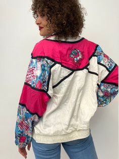 "Vintage 1980's windbreaker. Tag reads: Le Coq Sportif L shell - 100% nylon lining - 65% polyester 35% cotton Measurements: Bust: 50\" Waist: 42\" Shoulder: 25\" Sleeve: 22\" Length: 26\" In good vintage condition." Retro Multicolor Spring Windbreaker, Retro Pink Windbreaker For Streetwear, Vintage Pink Windbreaker For Fall, Pink Retro Windbreaker For Streetwear, Vintage Nylon Windbreaker For Spring, Vintage Pink Windbreaker For Spring, Retro Pink Windbreaker For Winter, Retro Pink Windbreaker, 90s Style Multicolor Windbreaker For Spring