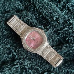 Luxury Bling Watch With Pink Face Pink And Silver Jewelry, Timeless Pink Diamond Watch For Gift, Luxury Pink Diamond Watch As Gift, Pink Rolex Watch, Elegant Pink Diamond Watch With Subdials, Luxury Pink Elegant Diamond Watch, Bling Watch, Luxury Pink Quartz Watches, 22nd Bday