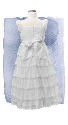 Lace-Frosting-5377IC-B First Communion Spring Dress With Lace Trim, Fitted Tiered Lace Dress With Lace Trim, White Fitted Lace Dress For Dress-up, Fitted White Lace Dress For Dress-up, Lace Dress For First Communion In Summer, Fitted Tulle First Communion Dress With Ruffles, Fitted Tulle Baptism Dress With Short Sleeves, Elegant Summer Lace Dress For First Communion, Spring First Communion Lace Dress