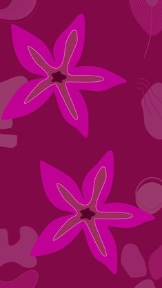 two pink flowers on a purple background