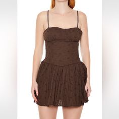 Such A Beautiful Mini Dress With An Eyelet Design. Really Snatches Your Waist And The Skirt Is So Cute! Loved The Color. Has A Second Layer Underneath. Zipper Is A Little Hard To Use But Works Well. Highly Recommend! Great For Summer, Beach, Or Even Dressed Up With Cowboy Boots. Fitted Corset Dress With Built-in Bra For Summer, Fitted Mini Corset Dress For Beach, Beach Mini Length Fitted Corset Dress, Fitted Corset Sundress For Day Out, Chic Fitted Corset Dress For Beach, Strapless Brown Mini Dress For Summer, Summer Date Night Corset Dress With Built-in Bra, Casual Summer Corset Dress For Date Night, Flirty Fitted Mini Dress By Forever 21