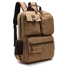 OrcaJump – Oxford Canvas Mens Shoulder Bag – Outdoor Use – OrcaJump Store Casual Brown Laptop Bag For Outdoor, Casual Brown Laptop Backpack, Casual Outdoor Laptop Bag, Beige Outdoor Bag With Pockets, Beige Bags With Pockets For Outdoor, Brown Outdoor Bags With Pockets, Outdoor Canvas Bag With Multiple Pockets, Outdoor Canvas Bags With Multiple Pockets, Casual Outdoor Rectangular Bags