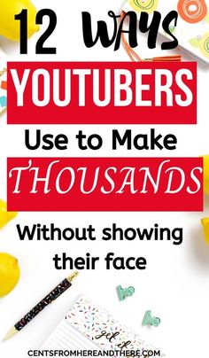 the words 12 ways youtubers use to make thousands without showing their face on them