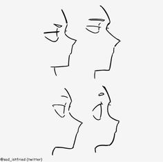 four different faces drawn in one line, each with an individual's face and the other