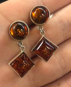 Vintage sterling silver amber earrings. 1.75 x .5 Railroad Lanterns, Amber Earrings, Amber Ring, Etsy Earrings Dangle, Adjustable Rings, Vintage Sterling Silver, Beautiful Rings, Jewelry Earrings Dangle, Dangle Drop Earrings