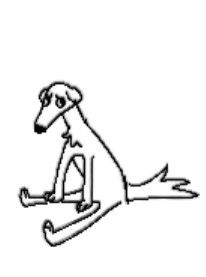 a drawing of a dog sitting on the ground