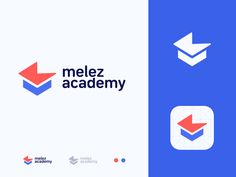 the logo for melez academy and an arrow pointing up to it's left