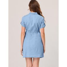 The Chambray dress livens up your summer look. The comfortable denim shirt dress gives you a casual look. The Allegra K denim shirt dress is comfortable and it is suitable for summer. It features a pointed collar, a drawstring waist, and four practical pockets. This Allegra K dress will become a casual favorite. Perfect for casual, party, beach, club, daily, and summer wear. This dress is suitable for many occasions, such as Travelling, Vacation, Shopping, etc. Button Down Denim Dress, Vacation Shopping, Denim Dresses, Belted Shirt Dress, Denim Shirt Dress, Chambray Dress, Collars For Women, Womens Clothing Sizes, Trending Dresses