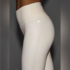 Fabletics Pearlescent Ivory Leggings. Ivory/Very Pale Pink Color. Never Worn. Fitted Cream Activewear For Yoga, Cream Stretch Yoga Activewear, Cream Stretch Activewear For Sports, Cream Stretch Sporty Activewear, Sporty Stretch Cream Activewear, Sporty Cream Stretch Activewear, Stretch Athleisure Cream Bottoms, Cream Stretch Athleisure Bottoms, Cream Stretch Bottoms For Athleisure