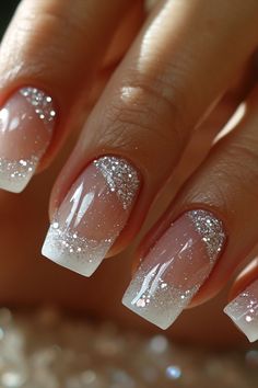 Unghie Nail Art, Fancy Nails Designs, Easy Nails, Pretty Nail Art Designs, Nails Wedding, Bride Nails, Pretty Nail Art, Nail Designs Glitter, Bridal Nails