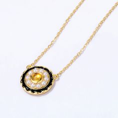 Style: Women Metal: S925 Sterling Silver Plated 18K Gold Pearl Type: Uncultured Pearl Color: White Pearl Shape: Round Pearl Size: 1.8-2.1mm Amber : 4*4mm Pendant : 13.5*13.5mm Silver Weight: 2.23g Necklace Length: 45cm Yellow Round Pearl Pendant Jewelry, Yellow Tarnish-resistant Jewelry, Natural Amber, Pearl Types, Pearl Pendant Necklace, Ethnic Style, Pearl Color, Pearl Size, Gold Pearl