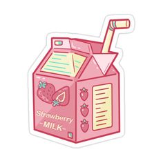 strawberry milk carton sticker