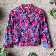 *Nwt* Laura Ashley Petite Blue & Pink Peony Floral Jacket. Flower Power. Size Pm. Black Lace Jacket, Mandarin Collar Jacket, Hot Pink Blazers, Ashley Black, Herringbone Tweed, Single Button Blazer, Open Front Jacket, Lace Jacket, Pink Peony