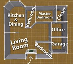 the floor plan for a house with different rooms and names in each room on it