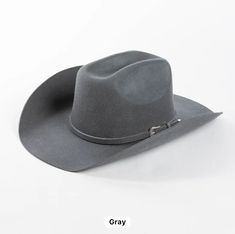 Western Gray Cowboy/Cowgirl Hat (56-58cm) Adjustable Gray Hat For Rodeo, Western Style Wide Brim Gray Hat, Gray Western Hat With Short Brim, Gray Western Fedora Hat, Adjustable Western Gray Hat Band, Adjustable Gray Western Hat Band, Gray Western Hats For Rodeo, Solid Color Hat For Rodeo, One Size Fits Most, Solid Color Hat Bands For Rodeo, One Size