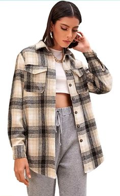 Plaid Overcoat, Flannel Coat, Fall Outerwear, Women Overcoat, Cute Jackets, Oversized Coat, Shirts For Women, Mixing Fabrics