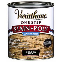 Varathane One Step Water-Base Stain + Poly combines the rich  deep color of Varathane stains with the lasting protection and shine of polyurethane. Finish interior wood projects faster with fewer products and applications without compromising appearance or scratch resistance. Low-odor water-based formula cleans up easily with soap and water. Trim Cabinets, Varathane Stain, Wipe On Poly, Oil Based Stain, Wood Repair, Water Based Stain, Golden Oak, Exterior Wood, Paint Supplies