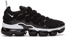 Nike Black and White Air Vapor Max Plus Sneakers Custom Lace-up Sneakers With Air Cushioning For Streetwear, Modern Custom Lace-up Sneakers With Air Max Cushioning, Modern Lace-up Sneakers With Air Cushioning, Nike Custom Sporty Sneakers With Laces, Sporty Nike Custom Sneakers, Nike Custom Mesh Sporty Sneakers, Custom Lace-up Sneakers For Streetwear With Air Cushioning, Modern Nike Lace-up Running Shoes, Urban Custom Sneakers With Air Cushioning