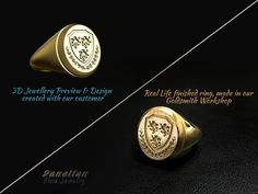 Custom Family Crest ✪ Coat of Arms Ring ✪ Man Gold Ring ✪ Custom Signet Ring ✪ Logo Ring ✪ Family Ring ✪ Gift ♠ Our customers participate and involve in the creation of their ideal signet ring from design to finished jewelry. ♠ We create and present in 3D design of how your jewelry will look after order confirmation. ♠ Adjust all details needed and start making the ring by updating you with all the steps. ♠ This service makes possible to create your family ring or any other designs. ♠ Make the d Gia Certified Yellow Gold Signet Ring As Gift, Custom Oval Signet Ring For Formal Occasions, Custom Yellow Gold Ring For Formal Occasions, Custom Yellow Gold Rings For Formal Occasions, Custom Oval Rings For Formal Occasions, Luxury Gia Certified Signet Ring As Gift, Oval Signet Ring, Ring Logo, Custom Signet Ring