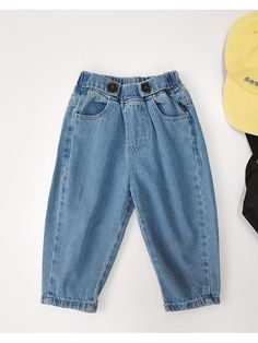 Toddler Kids Solid Color Loose Casual Jeans Trousers Wholesale Kids Jeans - PrettyKid Baby Boy Pants, Mini Clothes, Boys Denim, Jeans Kids, Kids Pants, Toddler Kids, Blue Pants, Spring And Autumn, Denim Pant