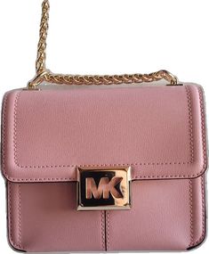 Michael Kors Blush Shoulder Bag With Gold-tone Hardware, Michael Kors Blush Rectangular Bag, Michael Kors Blush Leather Shoulder Bag, Michael Kors Pink Shoulder Bag For Evening, Blush Rectangular Bag With Branded Hardware, Pink Square Bag With Gold-tone Hardware, Pink Leather Bag With Branded Hardware, Pink Leather Shoulder Bag With Gold-tone Hardware, Michael Kors Pink Shoulder Bag With Gold-tone Hardware