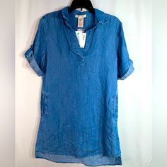 * Nwt* Philosophy Women’s Blue Collared Chambray Shirt Dress. Has Side Pockets Sz. Small Measurements Are In The Last Photos Friendly Home Free Home Save An Additional 15% When You Bundle 3 Or More Items! Thank You For Visiting Or Shopping In My Closet Casual Short Sleeve Shift Top, Casual Fitted Shirt Dress For Vacation, Casual Fitted Shirt Dress For Beach, Blue Relaxed Fit V-neck Tunic, Casual Tunic Shirt Dress For Spring, Summer Workwear Medium Wash Shirt Dress, Casual V-neck Shift Shirt Dress, Casual V-neck Tunic For Spring, Casual Fitted Dress With Rolled Sleeves