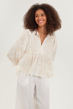 BECASA x L.Williams Rosewood CollectionMeet our top of the season - with a casual, breezy fit. The Sullivan's Top features textured cotton (a seersucker, but with a nouveau, soft-wash finish!) with a rich hand-dyed style print and luscious design details that keep you returning to this piece in your closet. Cherry Blossom print 100% cotton seersucker Pullover style Ball tassel detail for easy-care, ties at neck Ruched sleeve detail for comfort Unlined Easy laundering Made of Indian Cotton Studio Model is 5'8" and wearing a XS/S Location Model is 5'7" and wearing a XS/S About the CollectionRosewood by BECASA x L.Williams is a resort-ready collection of everyday wear. Combining the two genres is a tall order Leigh and BECASA set out to remedy with Rosewood -- emphasizing wearable color, inte Spring Horse, Cherry Blossom Print, Spring Essentials, Blossom Print, Ruched Sleeve, Indian Cotton, Bottom Clothes, Sleeve Detail, Spring Collection