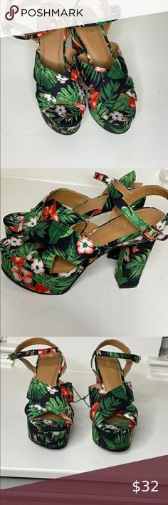 Platform Hawaiian print heels New never worn platform heels very cute print!! Tried on only comfortable heels Rue21 Shoes Platforms Multicolor Platform Slip-on Heels, Comfortable Heels, Hawaiian Print, Rue21, Platform Heels, Plus Fashion, Women Shoes, Heels, Fashion Tips