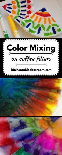 colored mixing on coffee filters is an easy art project for kids