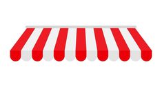 a red and white striped awning on a white background