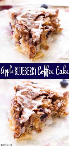 blueberry coffee cake with icing on top