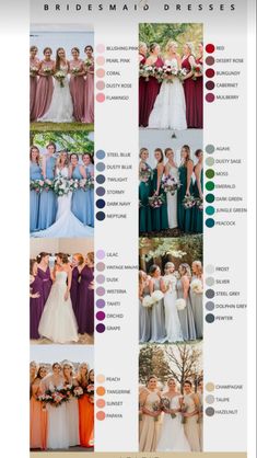 the color guide for brides and grooms is shown in this screenshote