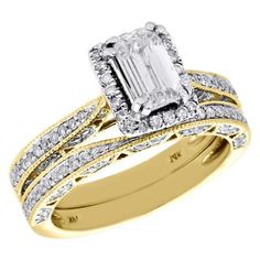 a diamond engagement ring set with two bands