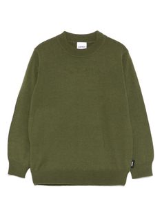 olive green wool marl knit crew neck long sleeves ribbed cuffs and hem mini logo tag straight hem Dress With Jean Jacket, Baby Boy Accessories, Dolce And Gabbana Kids, Green Wool, Green Sweater, Suits Coats, Stella Mccartney Kids, Wool Sweaters, Clothes Gift