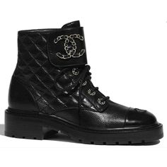 Chanel 21a Black Quilted Gold Cc Chain Combat Lace Up Tie Ankle Short Boots 35 ********** Chanel ********** Brand: Chanel Size: 35 (Know Your Chanel Size) Name: Chain Around Color: Black Style: Combat Boots Style: 21a Style#: G36424 X56232 94305 Material: Shiny Lambskin Cc Cap Toe Logo Cc Large Gold Chain Around Logo Quilted Pattern Lace Up Tie Front Black Shiny Lambskin Leather Material Stacked Back Heel Brand New In Box, Comes With Box And Dust Bag 100% Authentic Or Your Money Back Great Gift Style Combat Boots, Chanel 2020, Designer Ankle Boots, Combat Boots Style, Womens Boots Flat, Lace Booties, Chanel Shoes, Black Laces, Short Boots