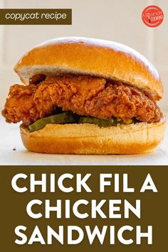 Do you enjoy making copycat recipes? This Chick Fil A Chicken Sandwich is like the real thing! A thick fillet of crispy chicken breast over a toasted butter bun and dill pickles tastes like the Chick Fil A recipe! Use this chicken breading for nuggets, strips, or tenders and make Chick Fil A Sauce to complete your meal! Give this easy Chicken burger recipe a try for an easy Friday night dinner idea. Chick Fil A Chicken Sandwich, Easy Chicken Burger Recipe, Easy Friday Night Dinner, Chicken Breading, Chick Fil A Recipe, Chicken Burger Recipe, Crispy Chicken Breast, Chick Fil A Sauce, Chicken Burgers Recipe