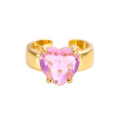 Inspired by the nostalgic gumball jewel rings, we gave these childhood baubles a luxe makeover with 14K plated gold and a chunky, juicy heart crystal that mirrors your birthstone color. Tarnish-resistant brass metal; engraved with BONBONWHIMS logo inside. As seen in TEEN VOGUE as a best gift option. Available in size 6, 7 and 8! Please note the ring is NON-ADJUSTABLE, please order in your size accordingly. Trendy Pink Jewelry For Anniversary, Gold Crystal Open Ring For Valentine's Day, Gold Heart Ring For Valentine's Day Birthday, Gold Heart-shaped Crystal Ring For Gift, Cute Gold Ring Jewelry, Cute Gold Heart Ring As A Gift, Cute Gold Heart Ring As Gift, Cute Gold Heart Ring For Gift, Trendy Gold Heart Ring For Gift