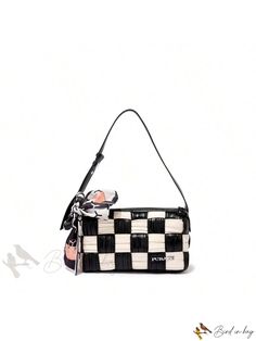 Bird in Bag - Plaid Pattern Single Shoulder Bag Fashion 101, Bird In Bag, Bag Bag, Square Bag, Plaid Pattern, Color Blocking, Pu Leather, Plaid, Shoulder Bag