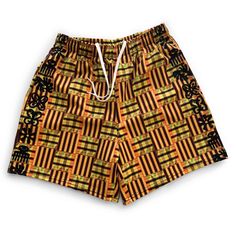 SAY IT LOUD, I’M ATHLETIC AND I’M PROUD Be fit and fashionable in the dignified digitalKENTE® Athletic Shorts. Arise to become the best version of yourself while wearing one-of-a-kind print designs. Feel energized as the microfiber yarn material provides stretch and comfort, and the moisture-wicking fabric creates breathability for when you reach the height of your athletic performance. The mesh side pockets are a great place to store keys and mobile phones while in motion. Available in size XS– Yellow Printed Cotton Bottoms, Printed Yellow Cotton Bottoms, Fitted Cotton Bottoms With All Over Print, Ankara Shorts, Feel Energized, Yoga Short, African Fashion Women Clothing, Be Fit, Best Version Of Yourself